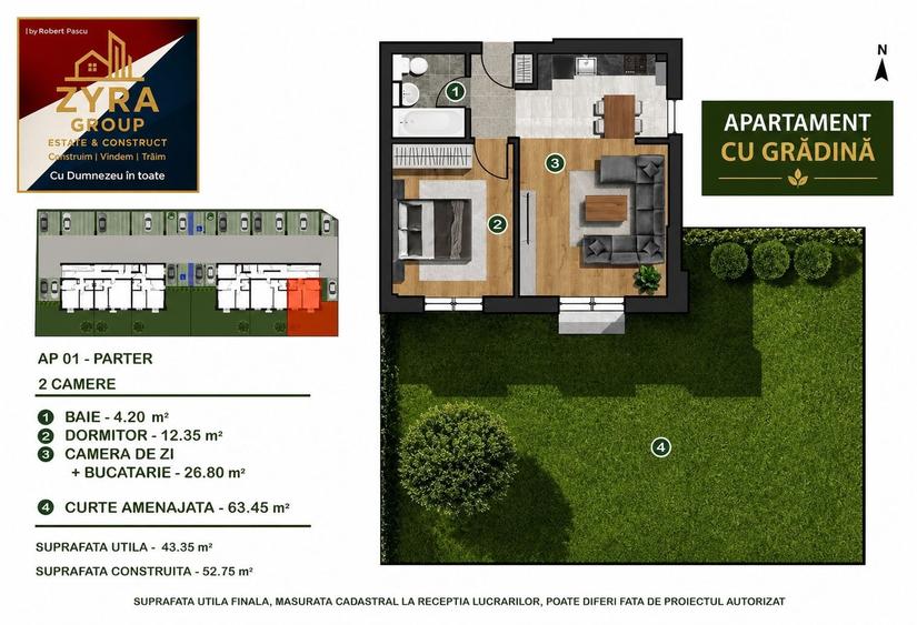 |Ap2 camere cu Gradina|S6Militari-Pacii|Incalzire pardoseala|La cheie| - 1