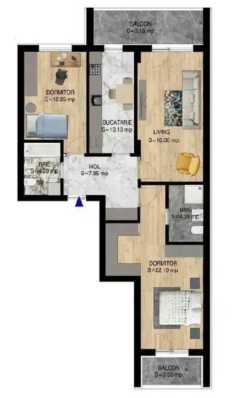 3 Camere cu Dressing si doua balcoane Decomandat Scoala Victor Brauner - 6