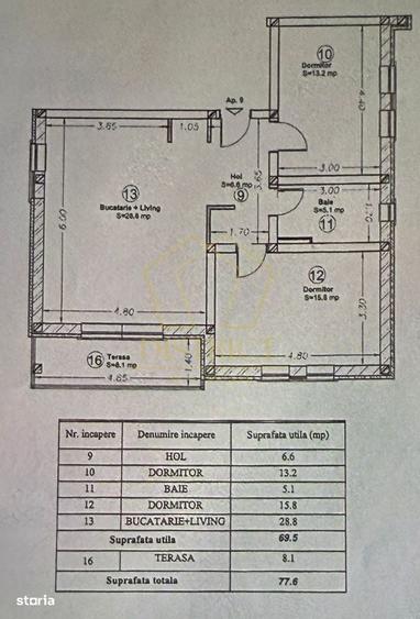 Apartament cu 3 camere mobilat si utlat, 70 mp utili, in Giroc la etaj - 13