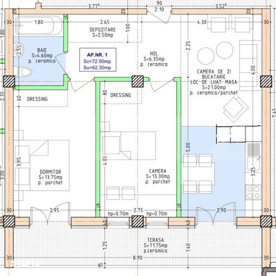 Apartament cu 3 camere în Central