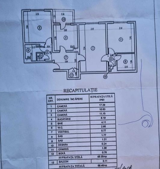 Apartament cu 3 camere semidecomandat în Titan