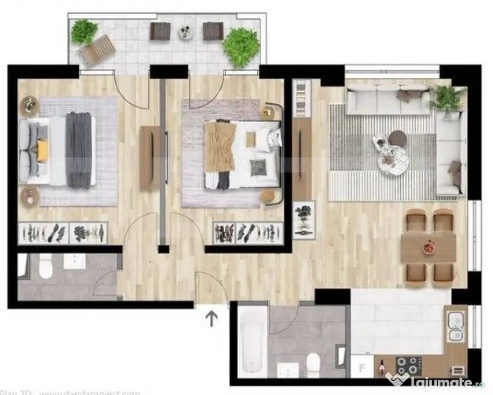 Apartament cu 3 camere semidecomandat în Între Lacuri