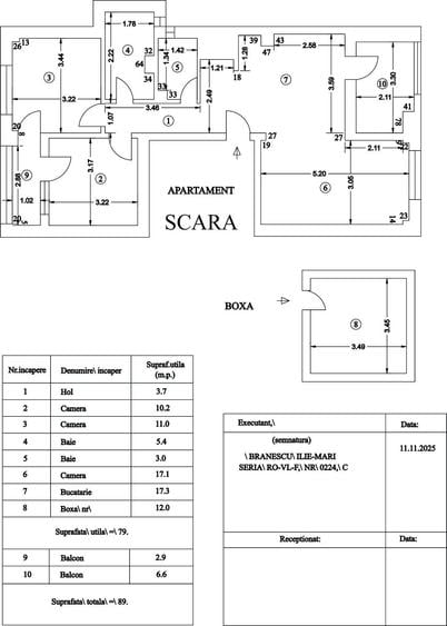 Apartament cu 3 camere decomandat în Central