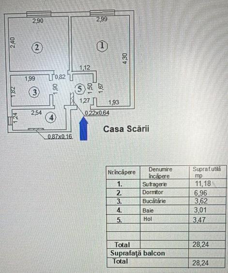 Apartament cu 2 camere decomandat în Dunărea