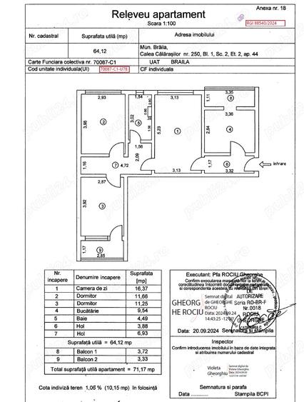 Apartament cu 3 camere în Viziru 1