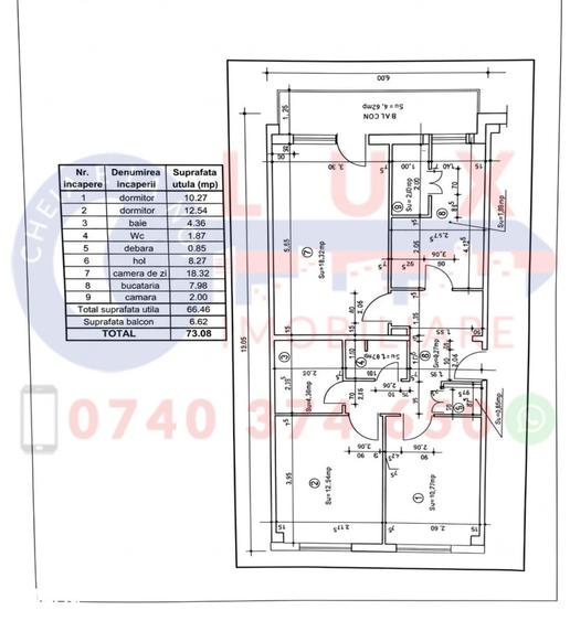 Apartament cu 3 camere decomandat în Babadag