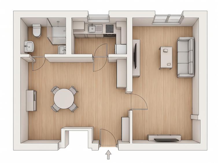 Apartament cu 2 camere semidecomandat, mobilat în Baicului