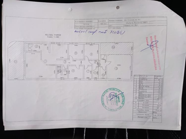 Casă individuală cu 10 camere cu Teren 1000 Mp în Central