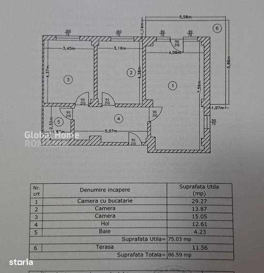 Apartament cu 3 camere decomandat, mobilat în Chiajna