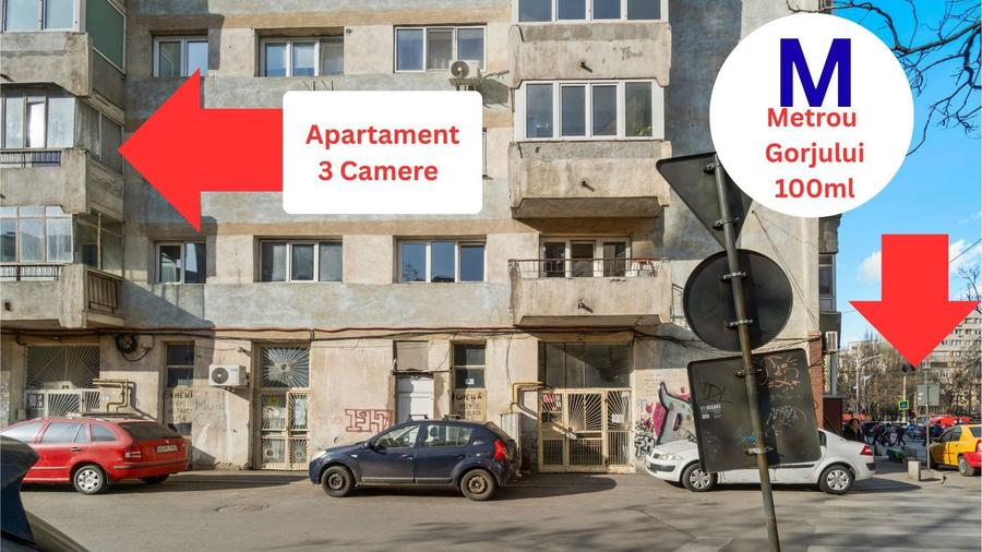 Apartament cu 3 camere, mobilat în Gorjului