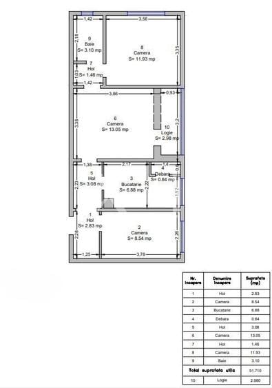 Apartament cu 3 camere semidecomandat în Circumvalațiunii