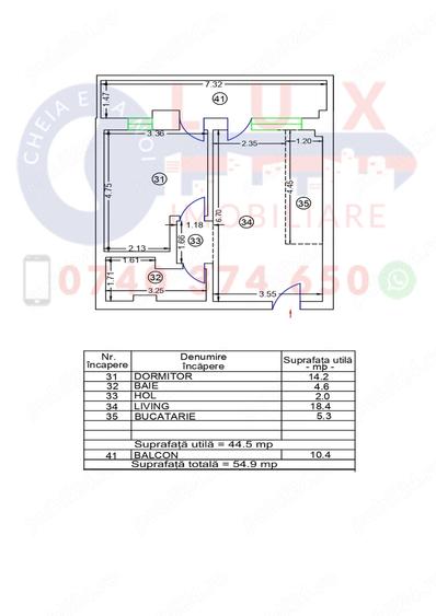 Apartament cu 2 camere semidecomandat în Babadag