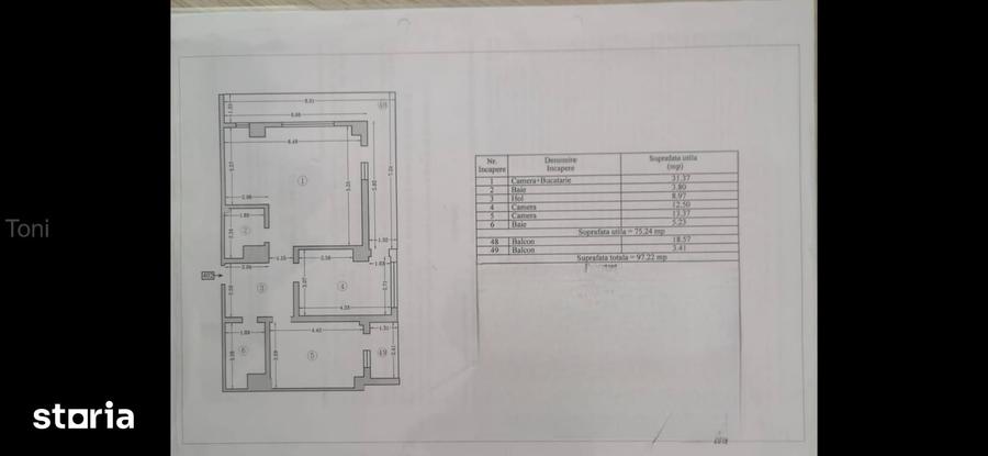 Apartament cu 3 camere în Nord