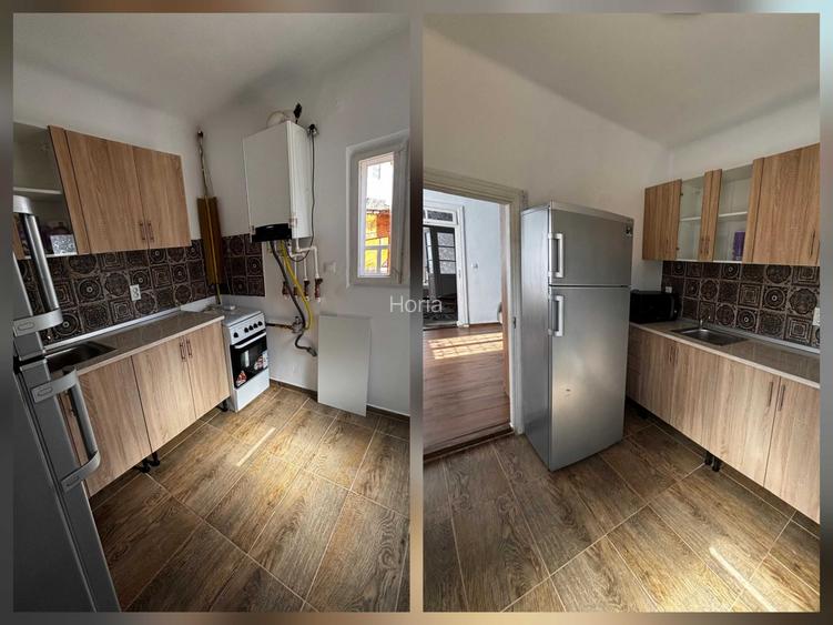 Inchiriez casa Bucurestii Noi 3 camere, renovata si mobilata modern, curte 400mp cu gratar si mobilier, metrou 8min, parcare