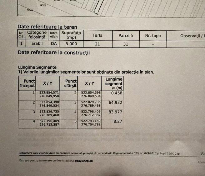 Teren de 5000 mp, în Nanov