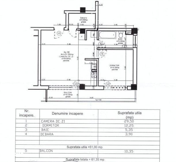 Apartament 2 camere, luminos, bloc cu lift, balcon ,baie cu geam Ca - 1