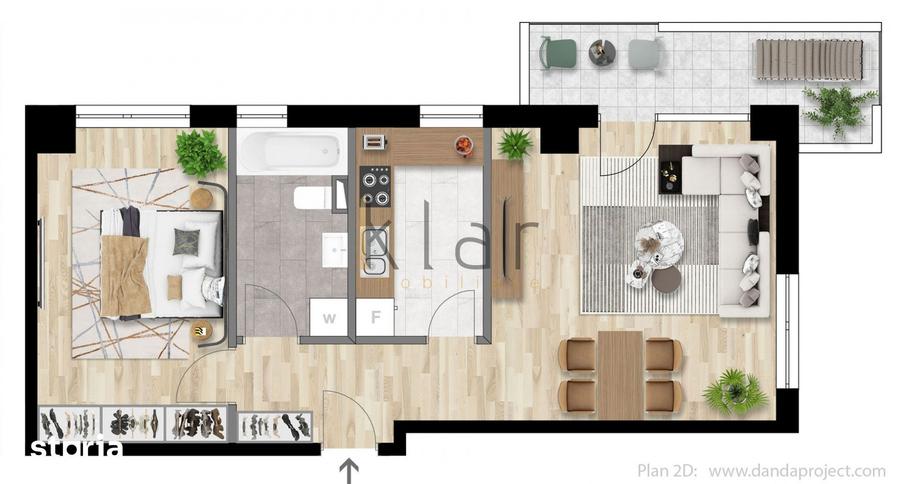 Apartament cu 2 camere semidecomandat, mobilat în Între Lacuri
