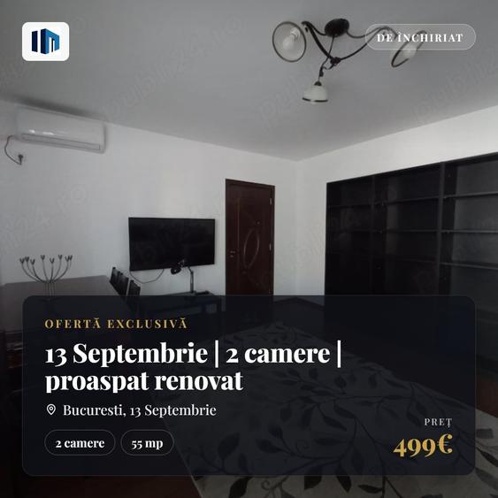 Apartament cu 2 camere decomandat, mobilat în 13 Septembrie
