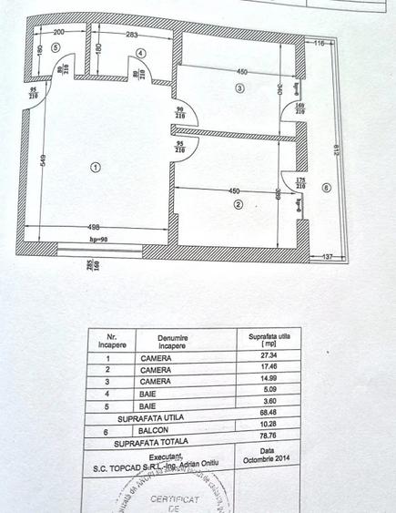 Apartament cu 3 camere semidecomandat, mobilat în Moșilor