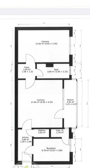Apartament cu 2 camere în Micălaca