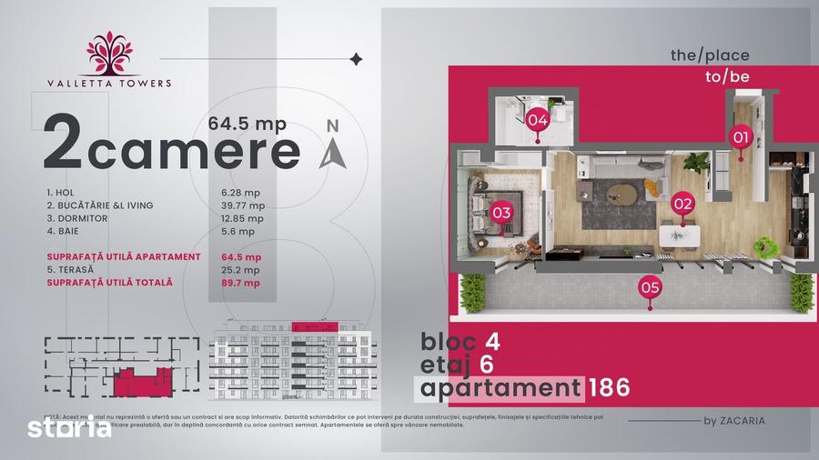 Apartament cu 3 camere în Nord