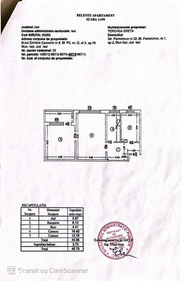 Apartament cu 2 camere în Podu Roș