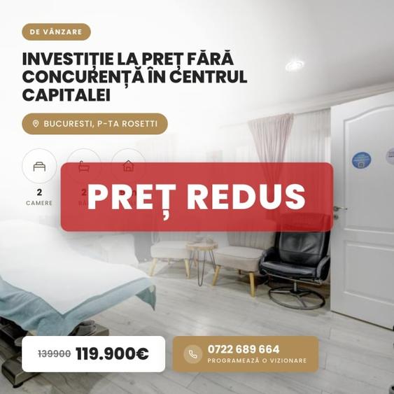 Apartament cu 2 camere decomandat în P-ța Rosetti