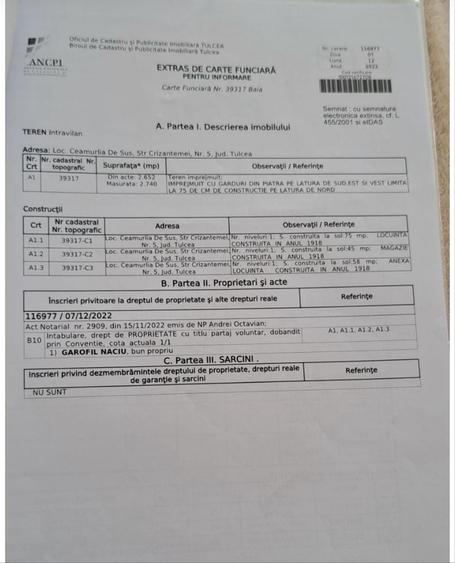 Casă cu 3 camere în Ceamurlia de Sus