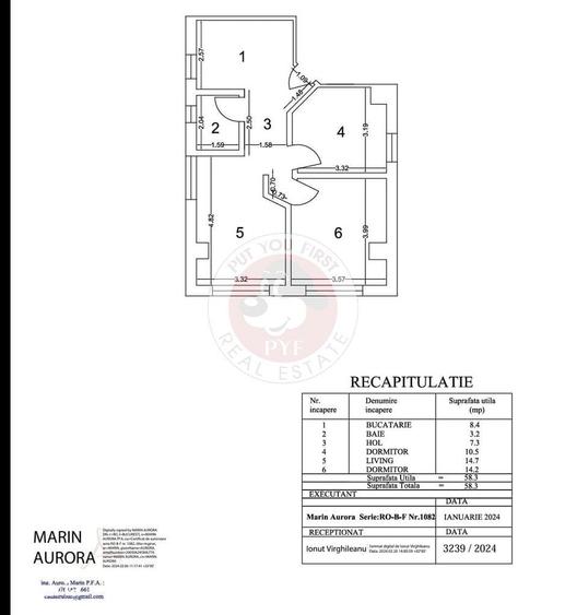 Apartament cu 3 camere decomandat în Tei