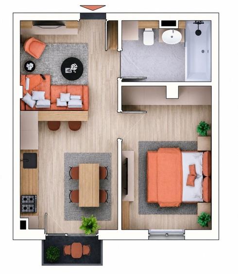 Apartament cu 2 camere în Apahida