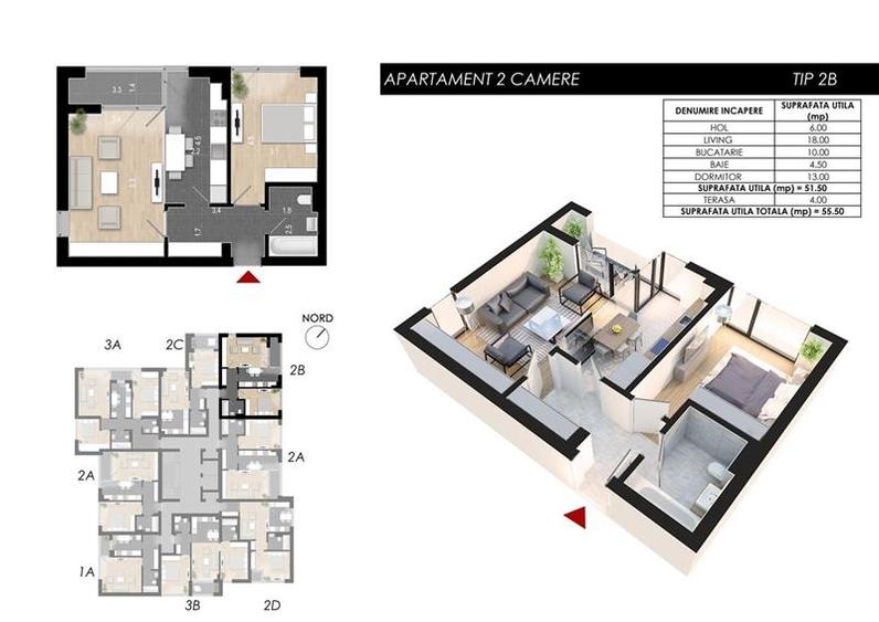 Apartament cu 2 camere decomandat în Rahova