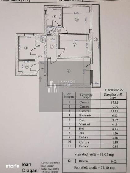 Apartament cu 3 camere decomandat, mobilat în Tineretului