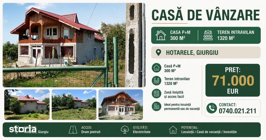 Casă cu 3 camere cu Teren 1320 Mp în Hotarele
