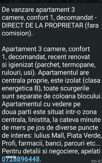Apartament cu 3 camere, mobilat în Central