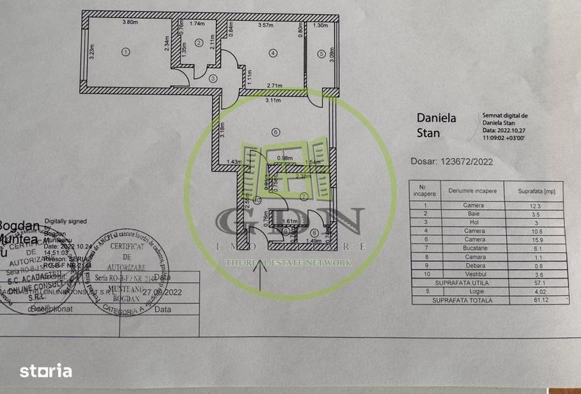 Apartament cu 3 camere, mobilat în Pajura