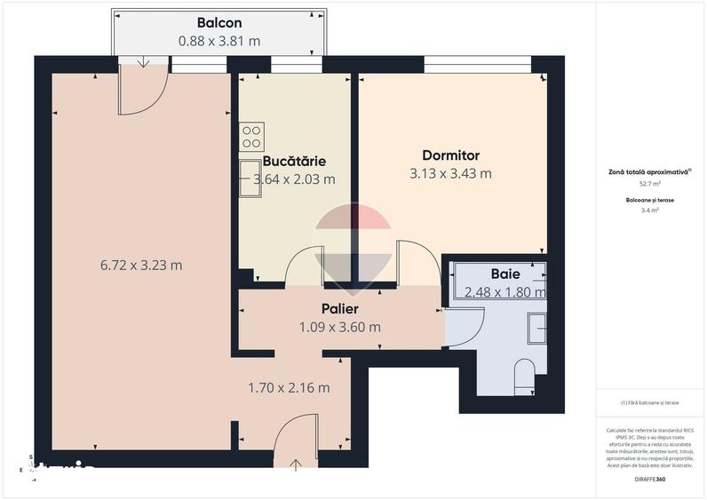 Apartament cu 2 camere decomandat în Sud