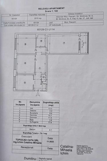 Apartament cu 3 camere decomandat în Central