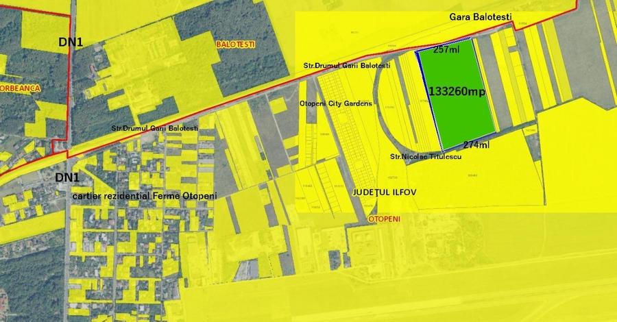 Teren Construcții intravilan de 133260 mp, în Nord-Est