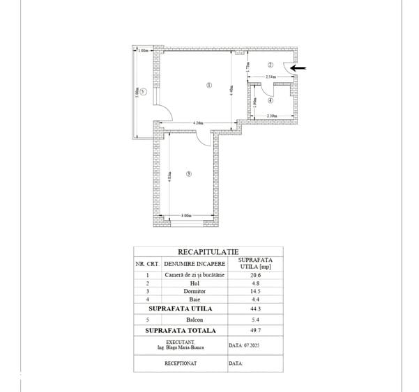 Apartament cu 2 camere semidecomandat în Rediu