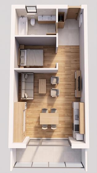 Apartament cu 2 camere semidecomandat în Aeroport
