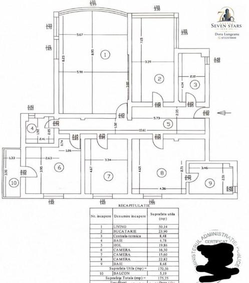 Penthouse cu 10 camere, mobilat în Central