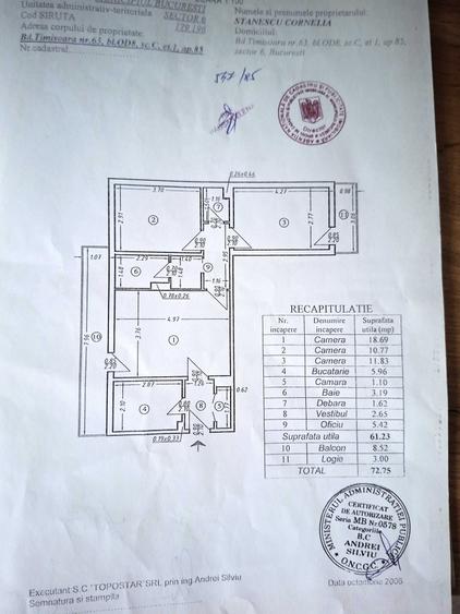 Apartament cu 3 camere decomandat în Exterior Vest