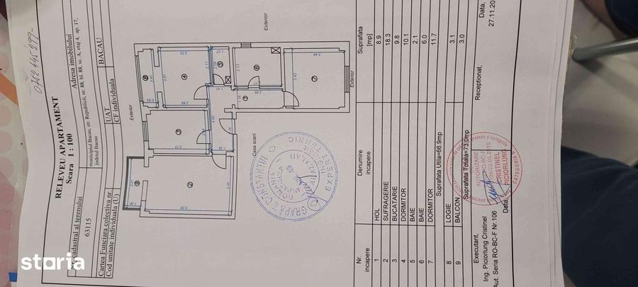 Apartament cu 3 camere decomandat în Central