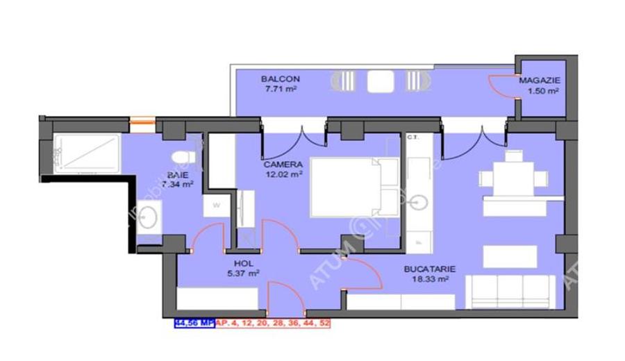 Apartament cu 2 camere decomandat în Exterior Sud