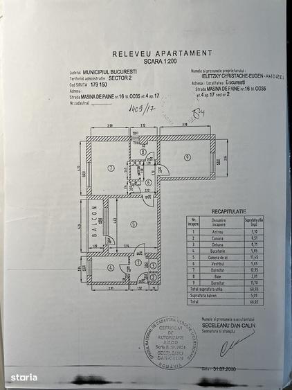Apartament cu 3 camere decomandat în Obor