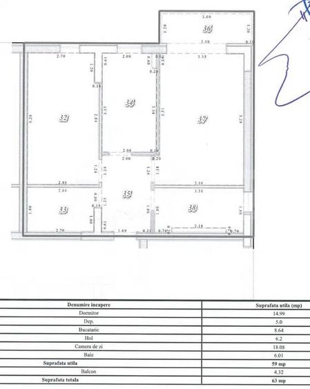 Apartament cu 2 camere decomandat în Libertății