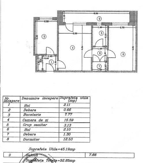 Apartament cu 2 camere semidecomandat în Central