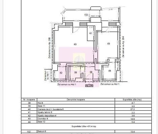 Apartament cu 2 camere nedecomandat în Est