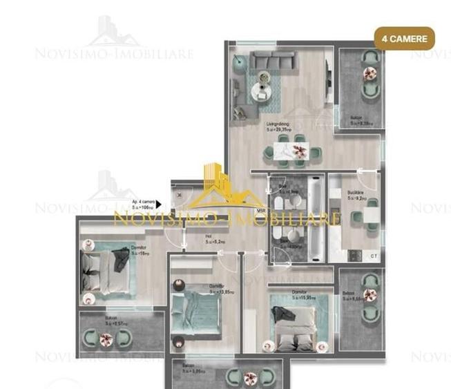 Apartament cu 4 camere decomandat în Albert