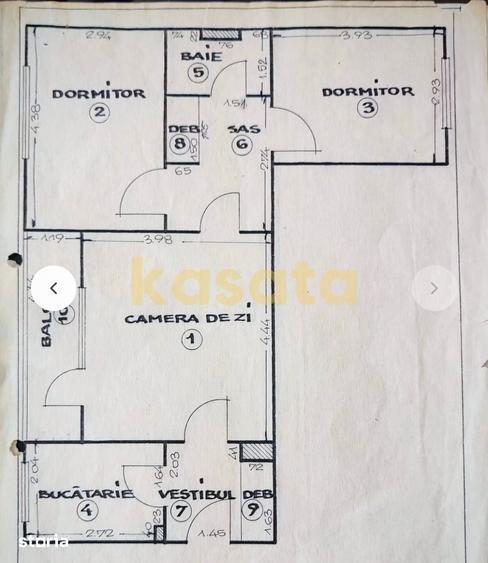 Apartament cu 3 camere în Tei